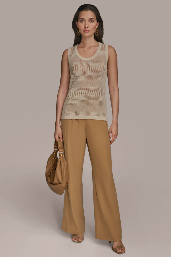Donna Karan OPEN STITCH SWEATER SHELL Cream
