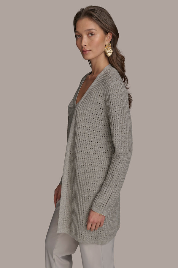 Donna Karan OPEN WEAVE TOP CLAY/SILVER