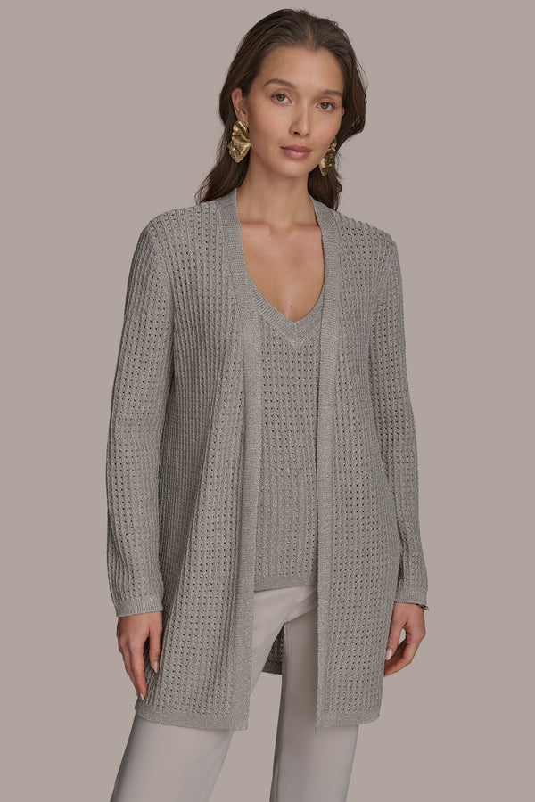 donna karan OPEN WEAVE TOP CLAY/SILVER