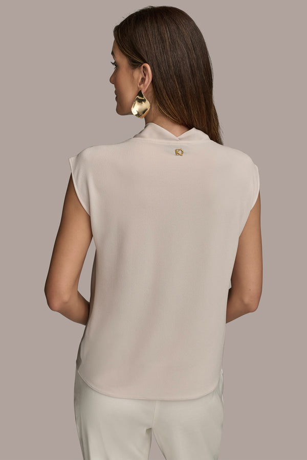 Donna Karan PANELED COWL NECK TOP Sand
