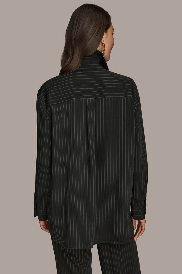 Donna Karan PINSTRIPE BLOUSE Black