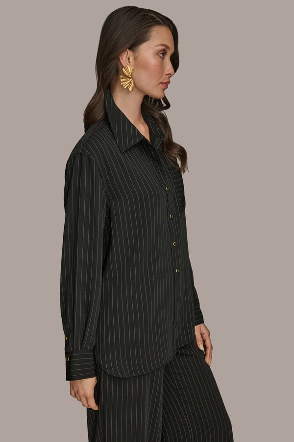 Donna Karan PINSTRIPE BLOUSE Black