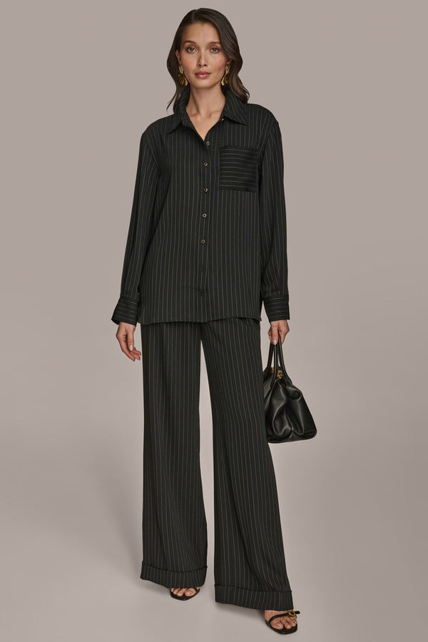 Donna Karan PINSTRIPE BLOUSE Black