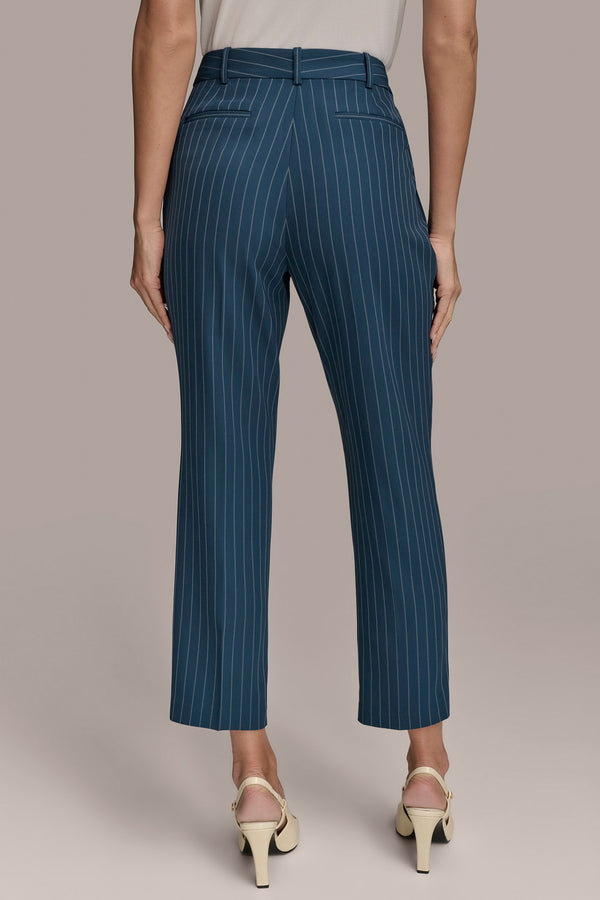 Donna Karan PINSTRIPE STRAIGHT LEG PANT Tide/Cream
