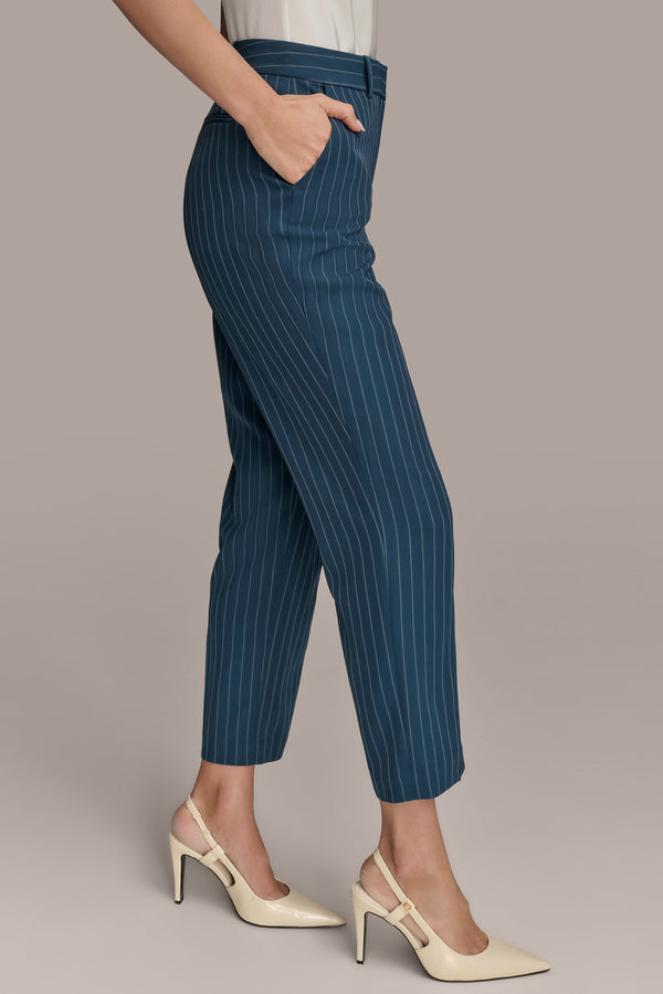 Donna Karan PINSTRIPE STRAIGHT LEG PANT Tide/Cream