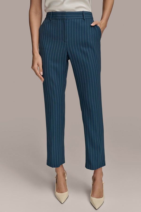 donna karan PINSTRIPE STRAIGHT LEG PANT Tide/Cream