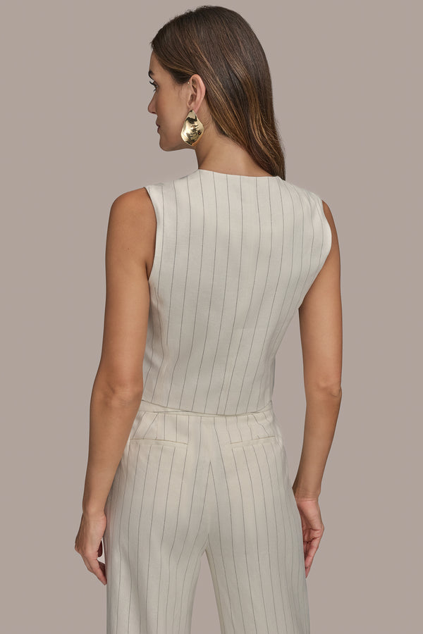 Donna Karan PINSTRIPE VEST CREAM/BLACK