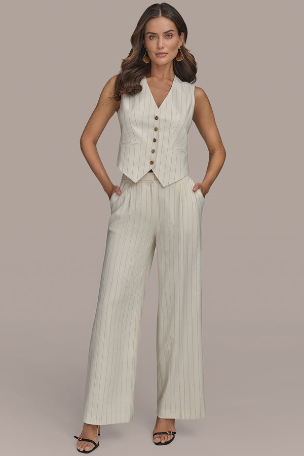 Donna Karan PINSTRIPE VEST CREAM/BLACK