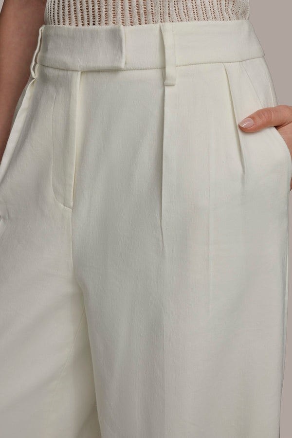 Donna Karan PLEATED WIDE LEG PANT CREAM