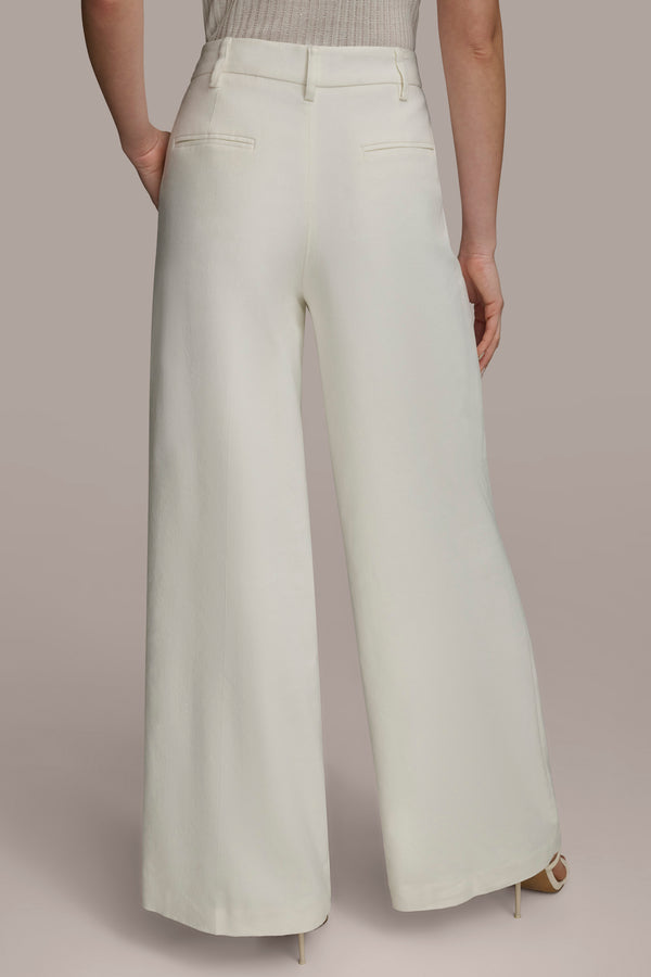 Donna Karan PLEATED WIDE LEG PANT CREAM