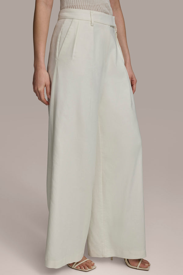Donna Karan PLEATED WIDE LEG PANT CREAM