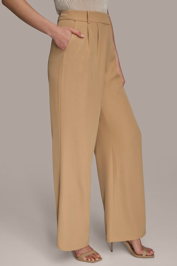 Donna Karan PLEATED WIDE LEG PANT Fawn