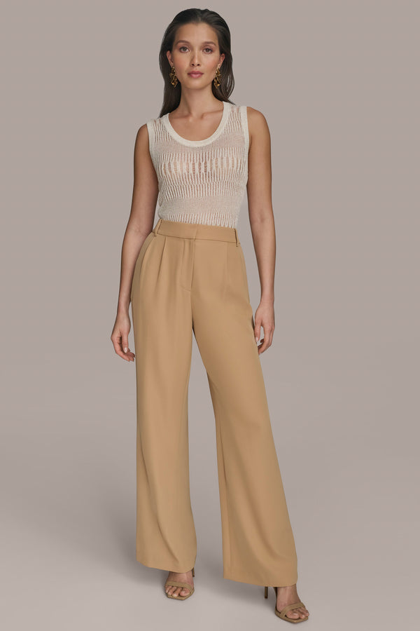 Donna Karan PLEATED WIDE LEG PANT Fawn