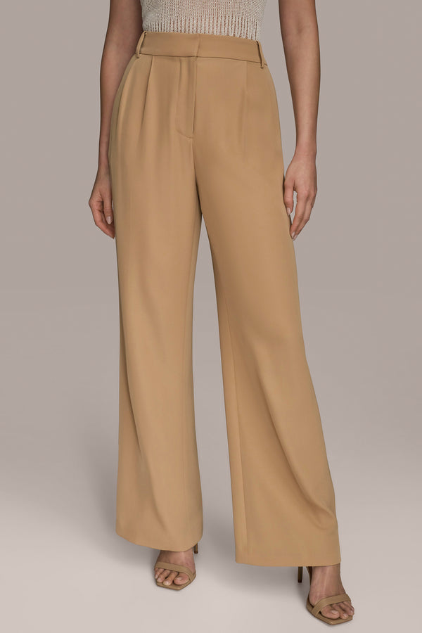 donna karan PLEATED WIDE LEG PANT Fawn