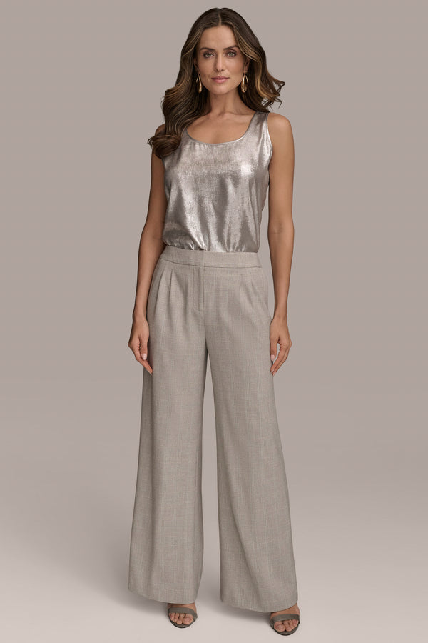 Donna Karan PLEATED WIDE LEG PANT SAND MULTI