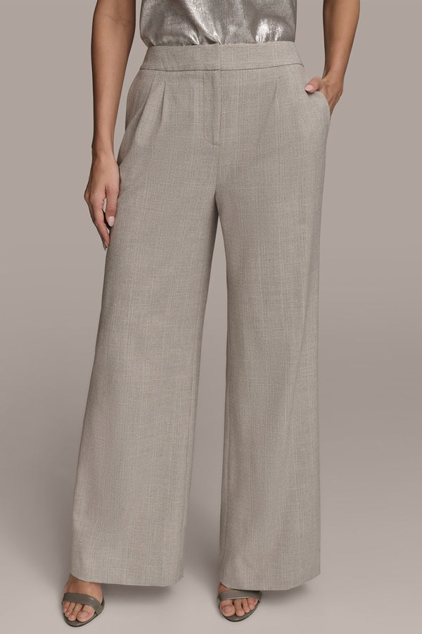 donna karan PLEATED WIDE LEG PANT SAND MULTI