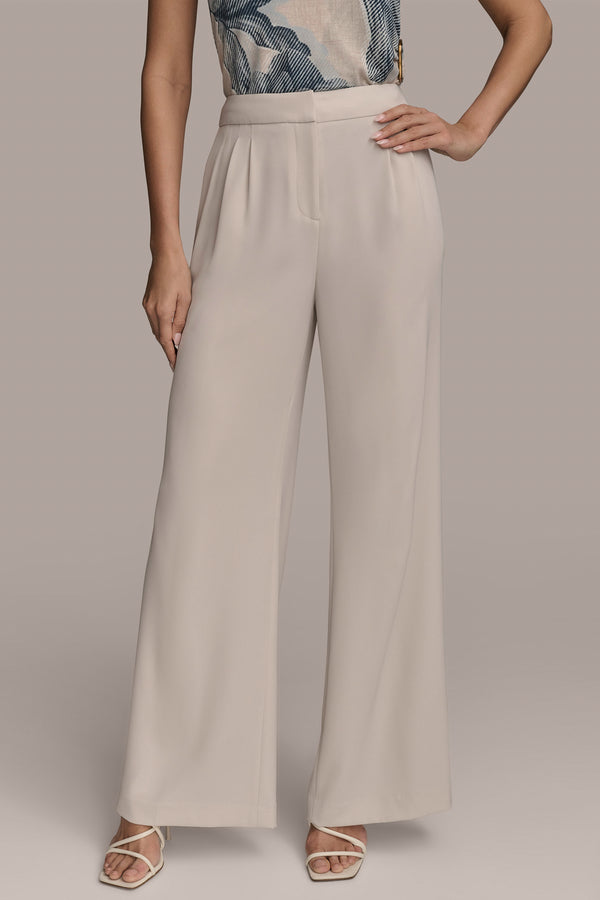 donna karan PLEATED WIDE LEG PANT SAND