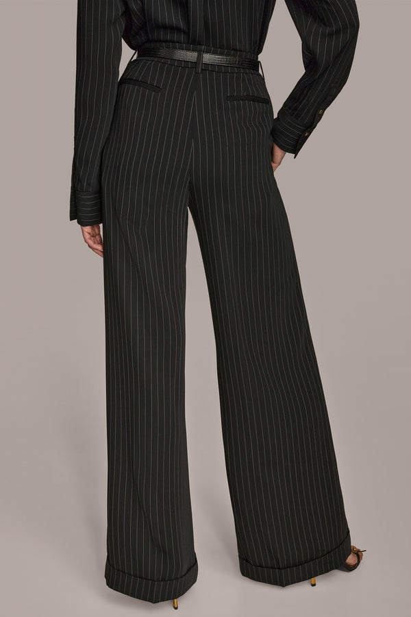 Donna Karan PLEATED WIDE LEG SUIT PANT Black