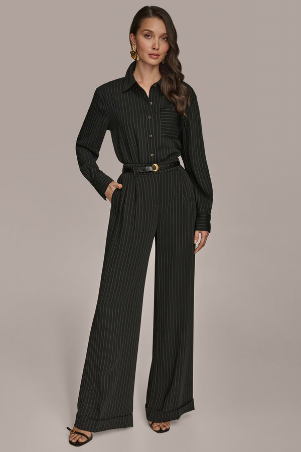 Donna Karan PLEATED WIDE LEG SUIT PANT Black