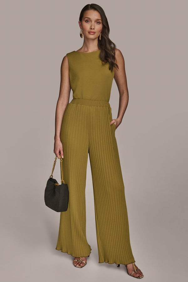 Donna Karan PLISSÉ PANT SMOKY OLIVE