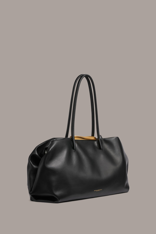 Donna Karan POPLIN LARGE SATCHEL BAG Black / Gold