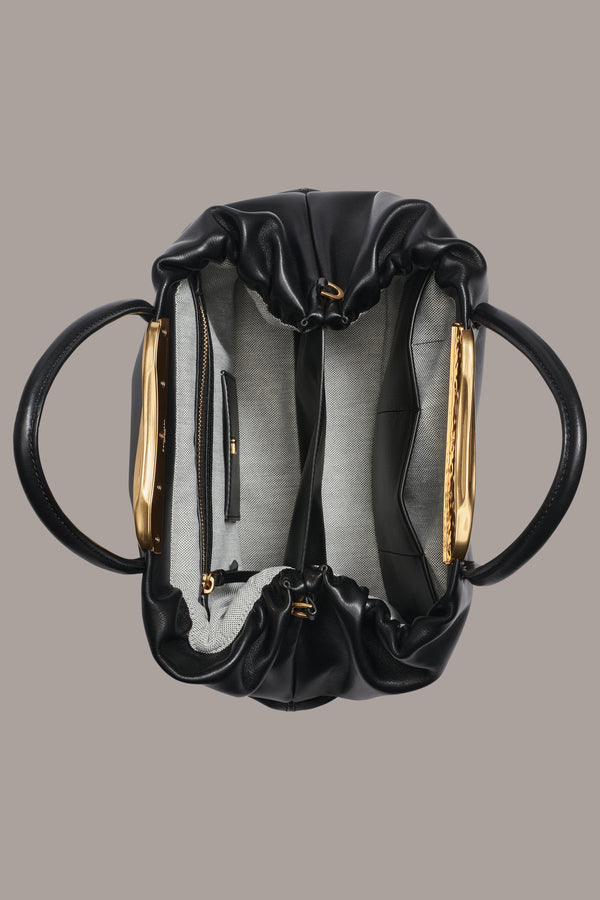 Donna Karan POPLIN SATCHEL BAG Black / Gold