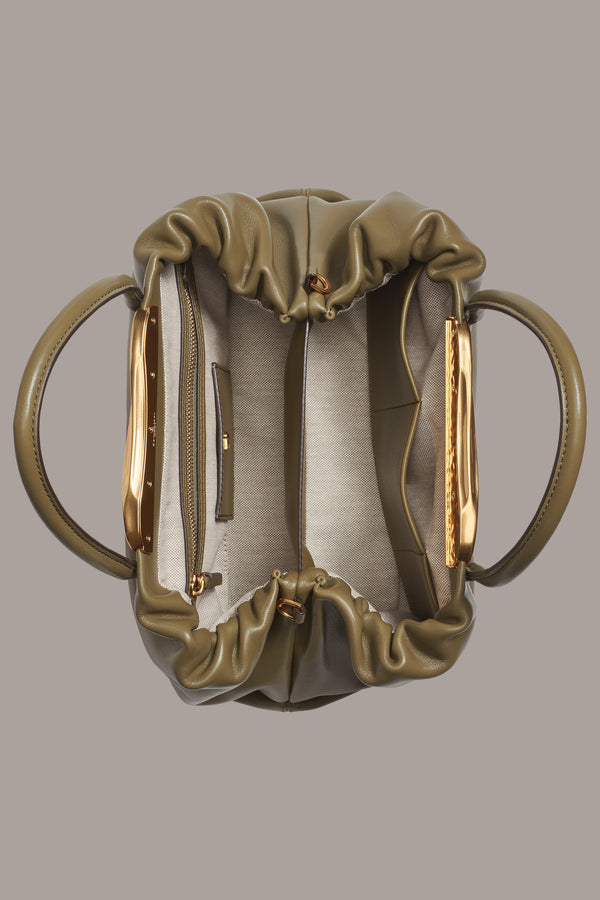 Donna Karan POPLIN SATCHEL BAG Smoky Olive