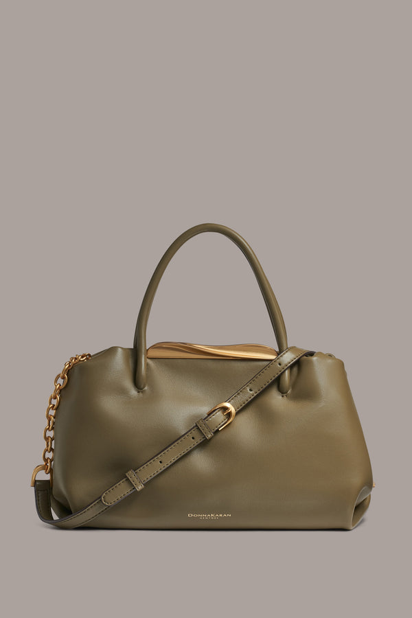 donna karan POPLIN SATCHEL BAG Smoky Olive