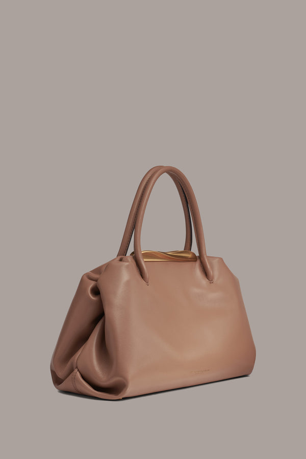 Donna Karan POPLIN SATCHEL BAG Toasted Almond