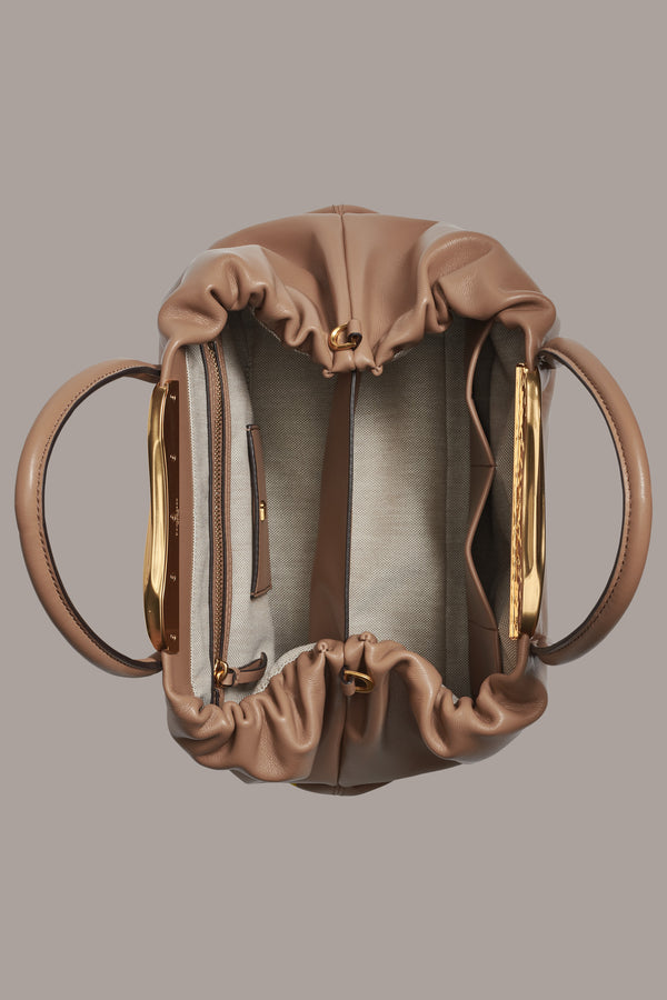 Donna Karan POPLIN SATCHEL BAG Toasted Almond