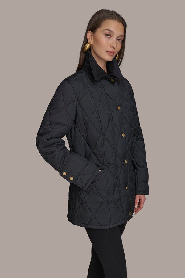 Donna Karan QUILTED BARN JACKET Black