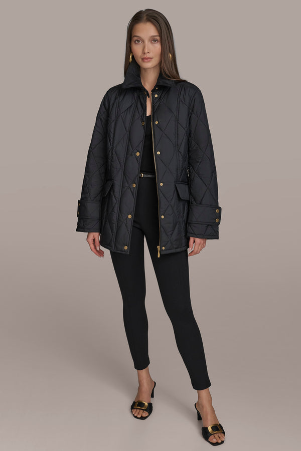 Donna Karan QUILTED BARN JACKET Black