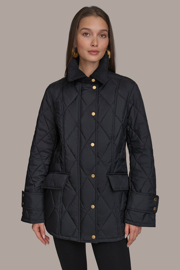 donna karan QUILTED BARN JACKET Black