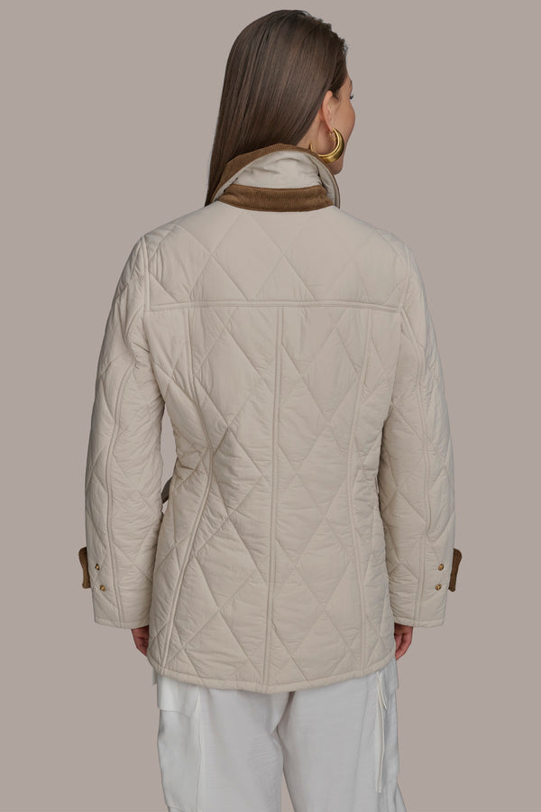 Donna Karan QUILTED BARN JACKET STONY BEIGE