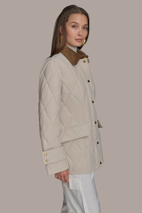 Donna Karan QUILTED BARN JACKET STONY BEIGE