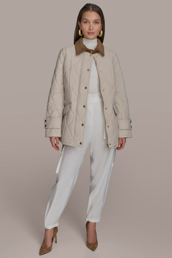 Donna Karan QUILTED BARN JACKET STONY BEIGE