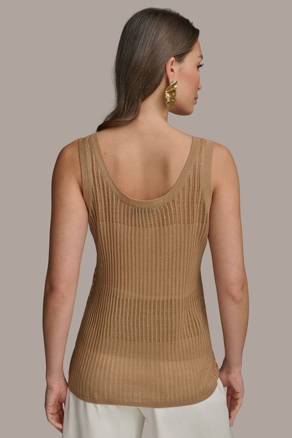 Donna Karan RIB SWEATER SHELL HAZELNUT