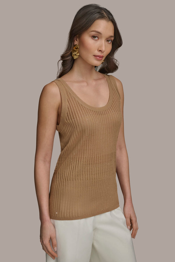 Donna Karan RIB SWEATER SHELL HAZELNUT