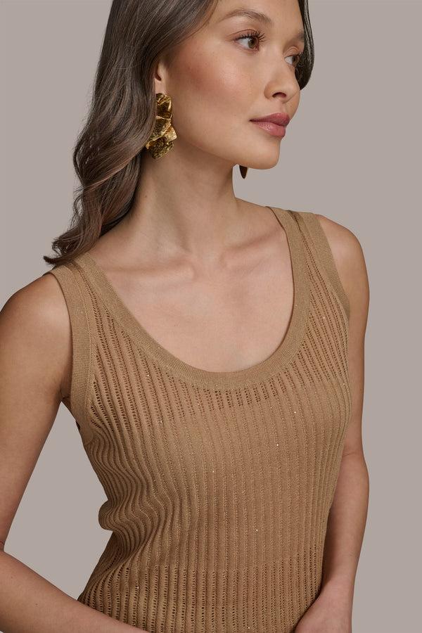 Donna Karan RIB SWEATER SHELL HAZELNUT