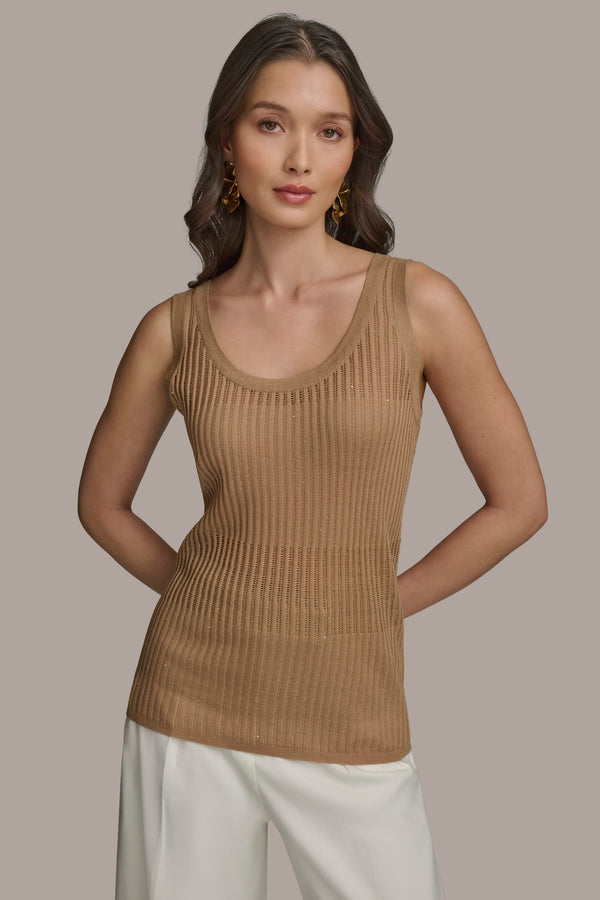 donna karan RIB SWEATER SHELL HAZELNUT