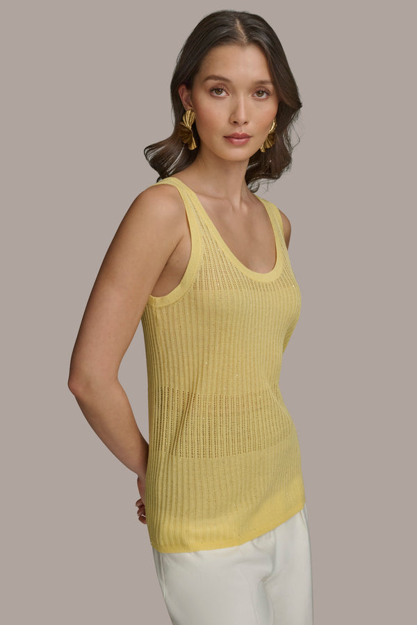 Donna Karan RIB SWEATER SHELL PANNA COTTA