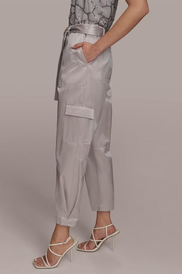 Donna Karan SATIN BELTED CARGO CLAY
