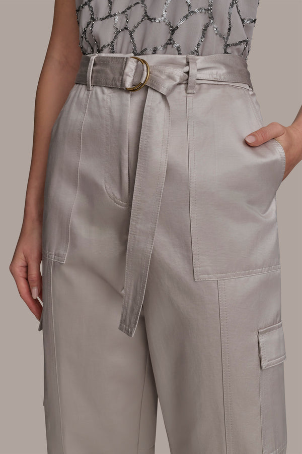 Donna Karan SATIN BELTED CARGO CLAY