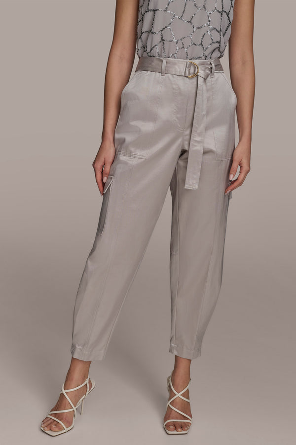 donna karan SATIN BELTED CARGO CLAY