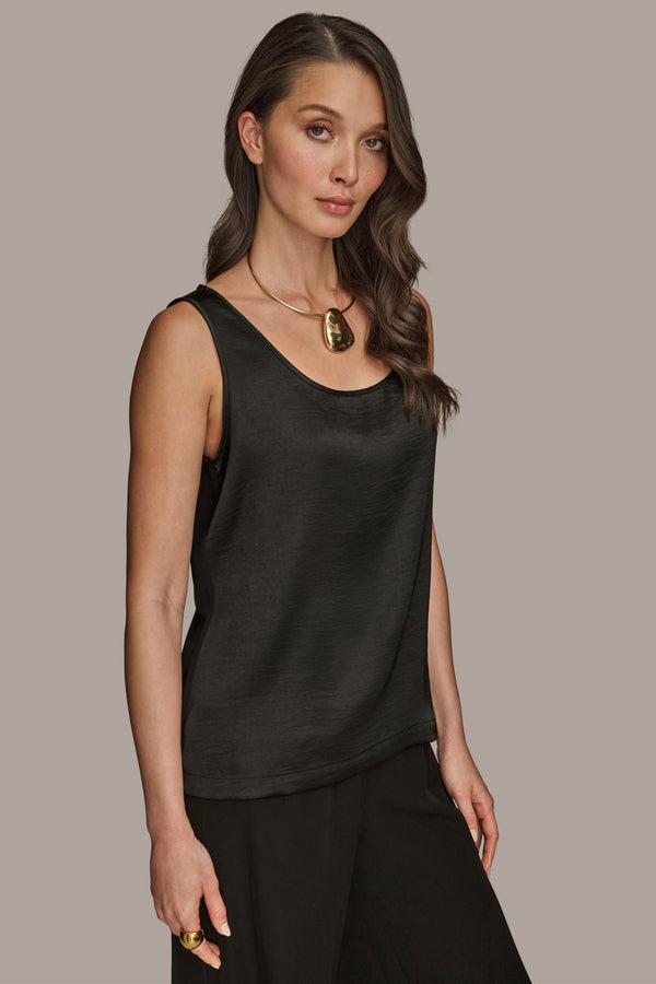 Donna Karan SCOOP NECK SHELL Black