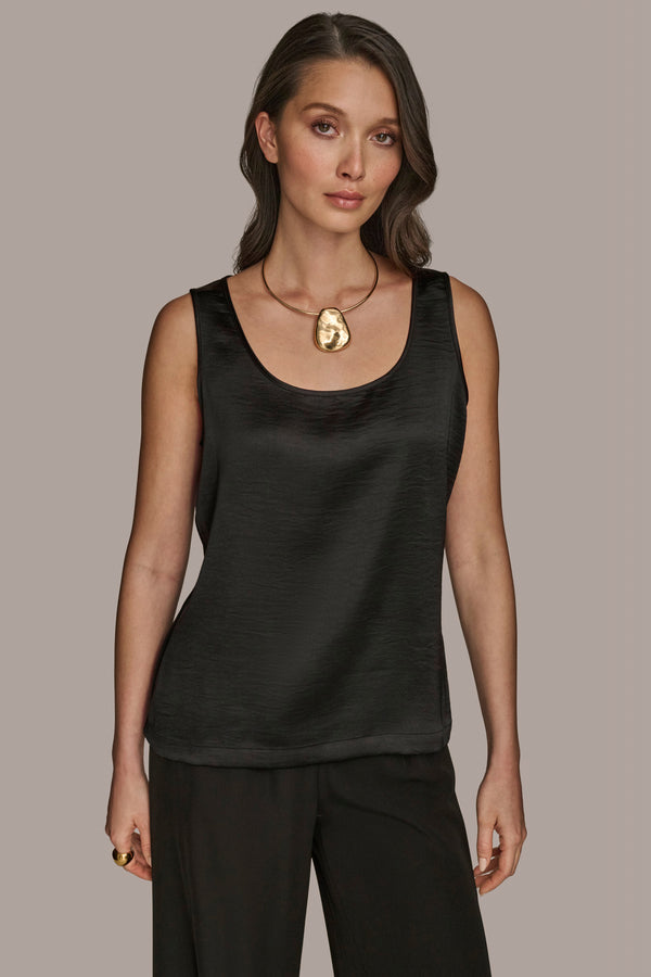 donna karan SCOOP NECK SHELL Black