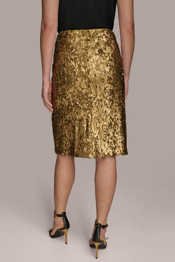 Donna Karan SEQUIN PENCIL SKIRT Gold