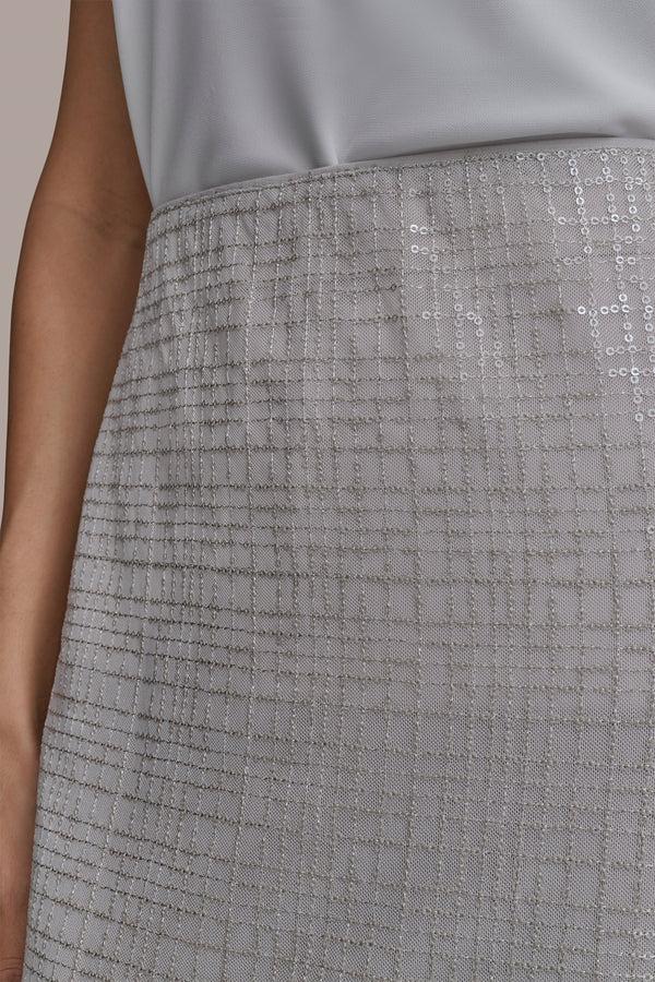 Donna Karan SEQUIN PENCIL SKIRT TUSCAN GREY