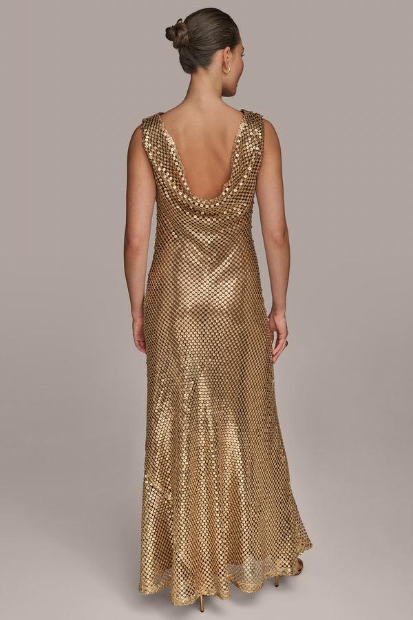 Donna Karan SEQUINED GOWN Gold