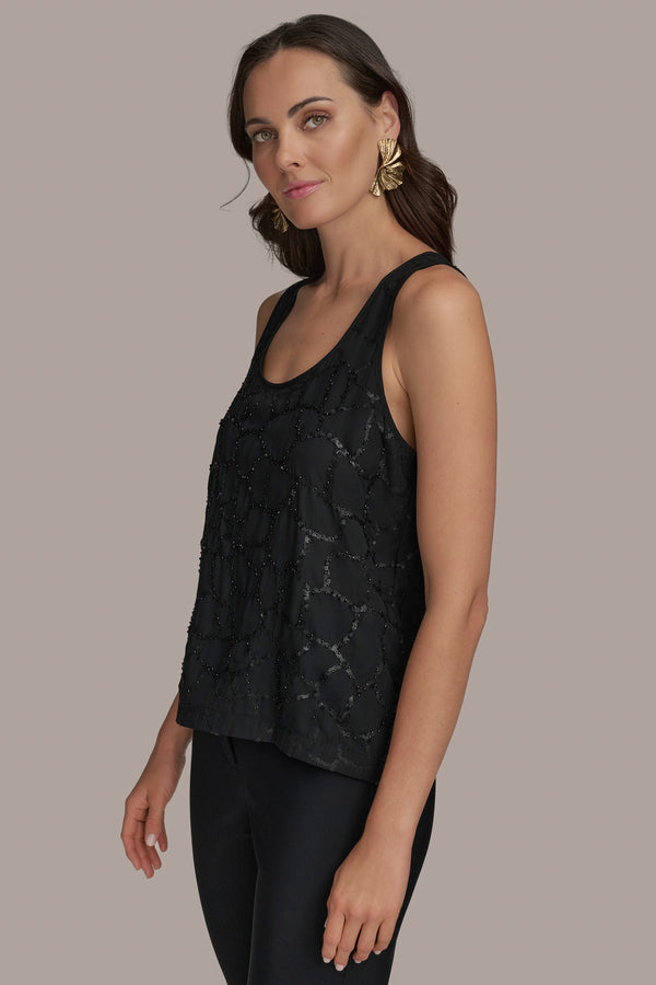 Donna Karan SHELL WITH SEQUIN DETAIL Black